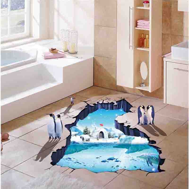 

Creative 3D Polar Glacier Penguin PVC Broken Wall Sticker DIY Removable Decor Waterproof Wall Stickers Household Home Wall Sticker Poster Mural Decoration for Bedroom Living Room