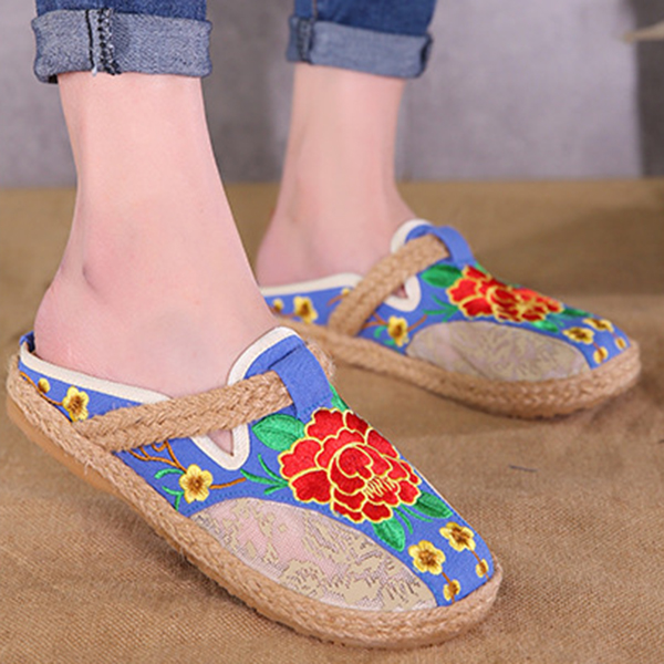

Круглый Toe Flax Flower Flat Loafers для Женское