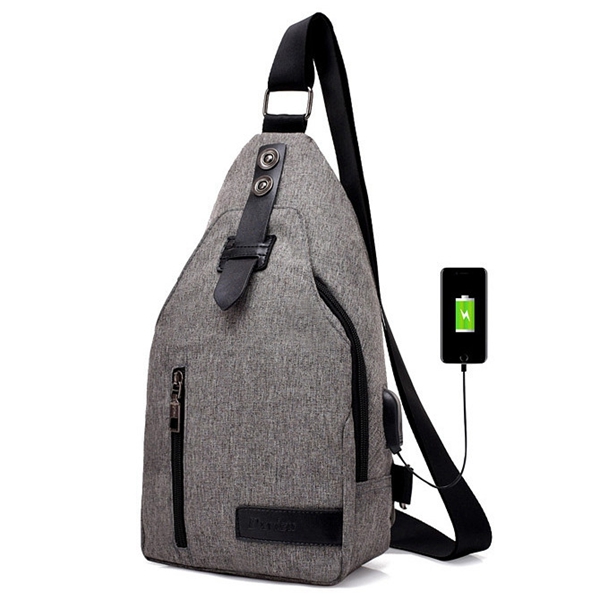 

Men Oxford Casual Multi-functional USB Charging Port Sling Bag Chest Bag Crossbody Bag