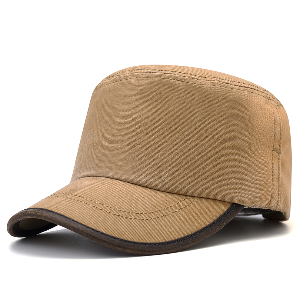 

Men New Washed Cotton Flat Top Hats Adjustbale Military Cap