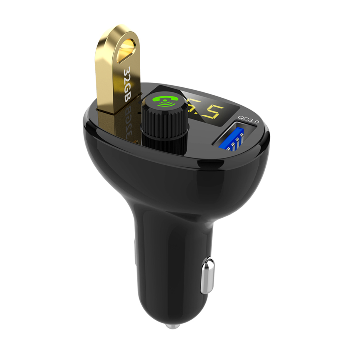 

bluetooth Hands Free MP3 QC3.0 Dual USB Car Charger FM Transmitter Support USB 32G Disk