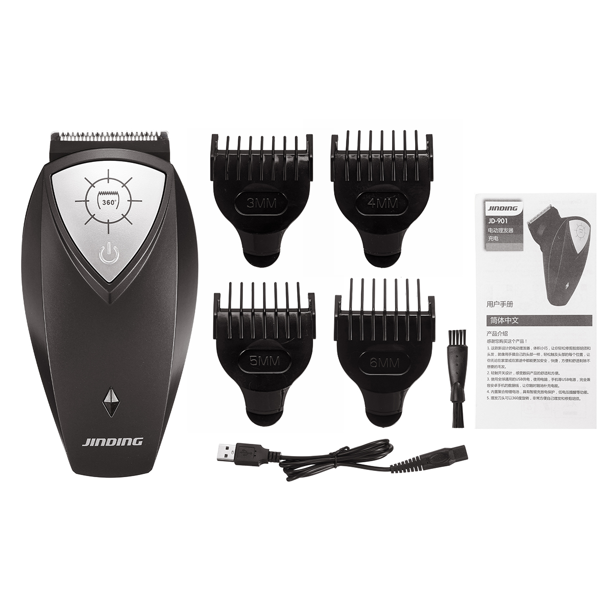 

360 ° Поворотный Электрический Волосы Clipper USB Аккумуляторная Аккумуляторная Волосы Триммер Борода Бритва Бритва для