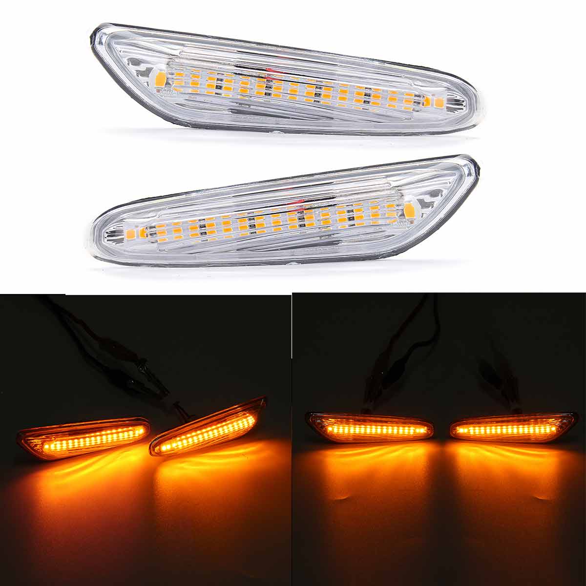 

Pair Clear Lens 18 LED Side Marker Lights Turn Indicator Signal Lamps Yellow For BMW E82 E88 E60 E61 E90 E91 E92 E93 E46