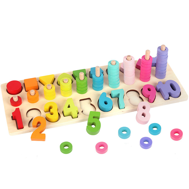 

3 IN 1 Puzzle Digital Toys Teaching Aids Kindergarten Math Logarithmic Children's Early Learning Board Rainbow Circle To