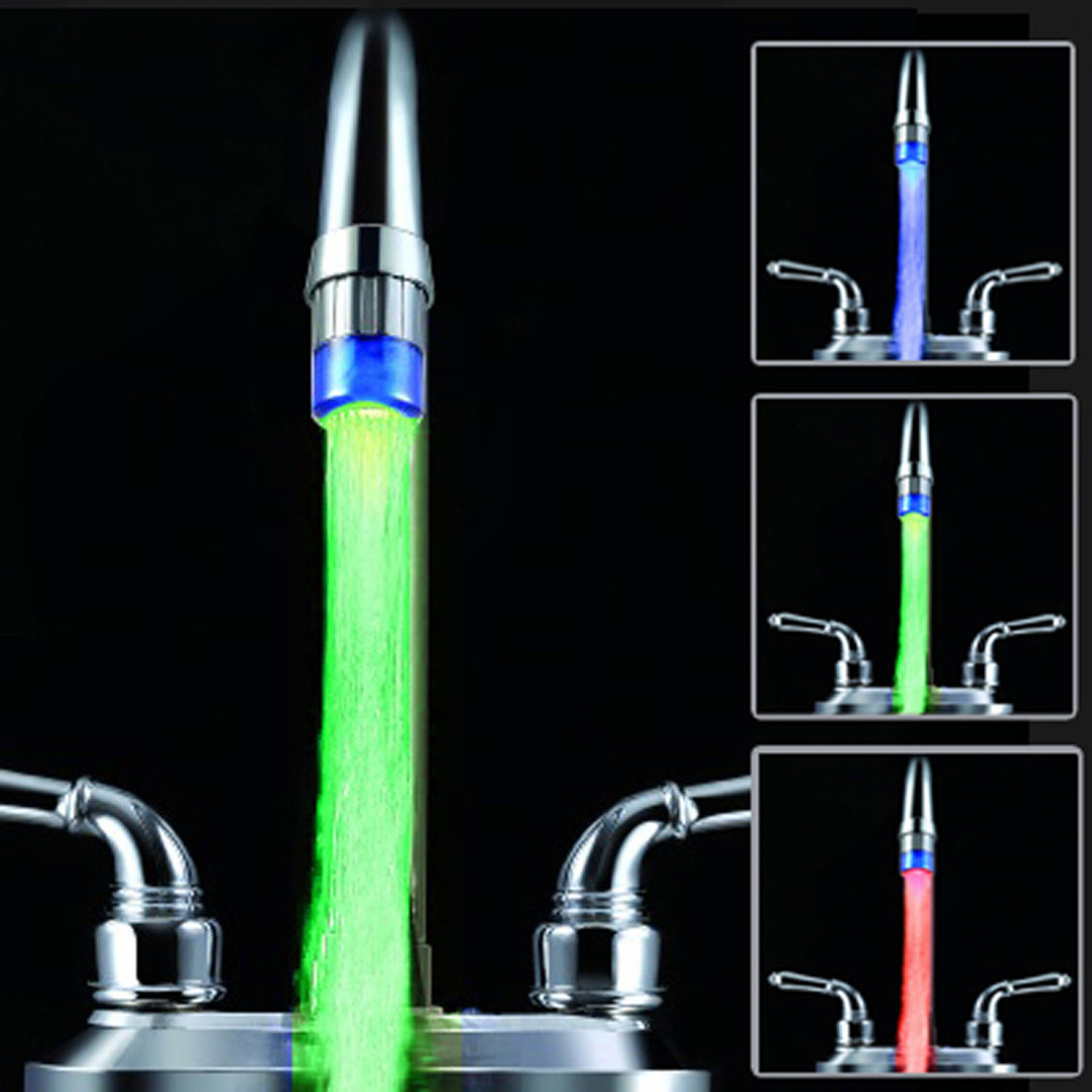 

3 Color Changing Glow Shower Waterfall Led Tap Light Water Faucet Sensor Light Tap