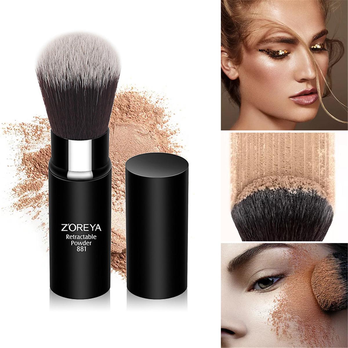 

ZOREYA Retractable Makeup Brushes Professional Cosmetic Beau