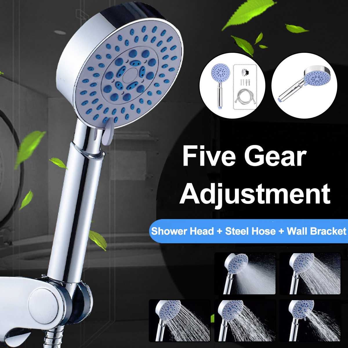

5 Gear Adjustment Shower Head Home Bathroom Rain Shower With Shower Hose