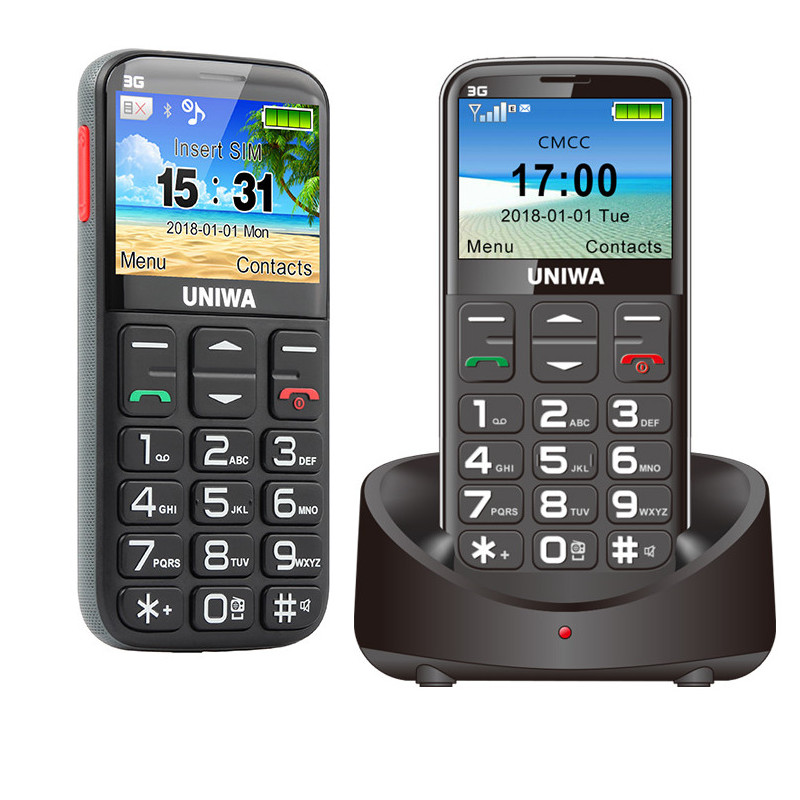 

UNIWA V808G 2.31 дюймов 1400 мАч 3G зарядная подставка Bluetooth громкоговоритель фонарик One ключевой SOS функция телеф