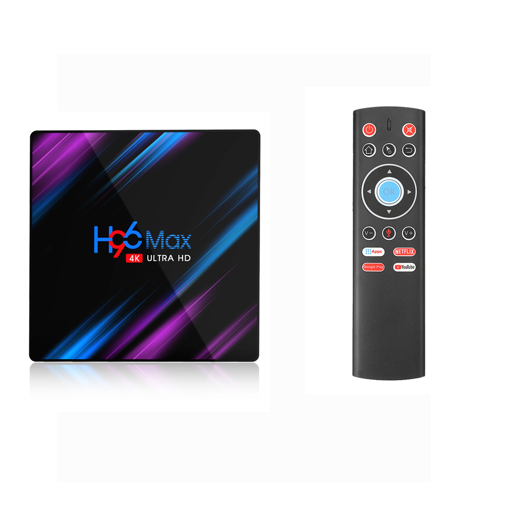 

US H96 MAX RK3318 4GB RAM 64GB ROM 5G WIFI bluetooth 4.0 Android 9.0 4K VP9 H.265 TV Box with T1 6 axis Gyroscope Voice Remote Control