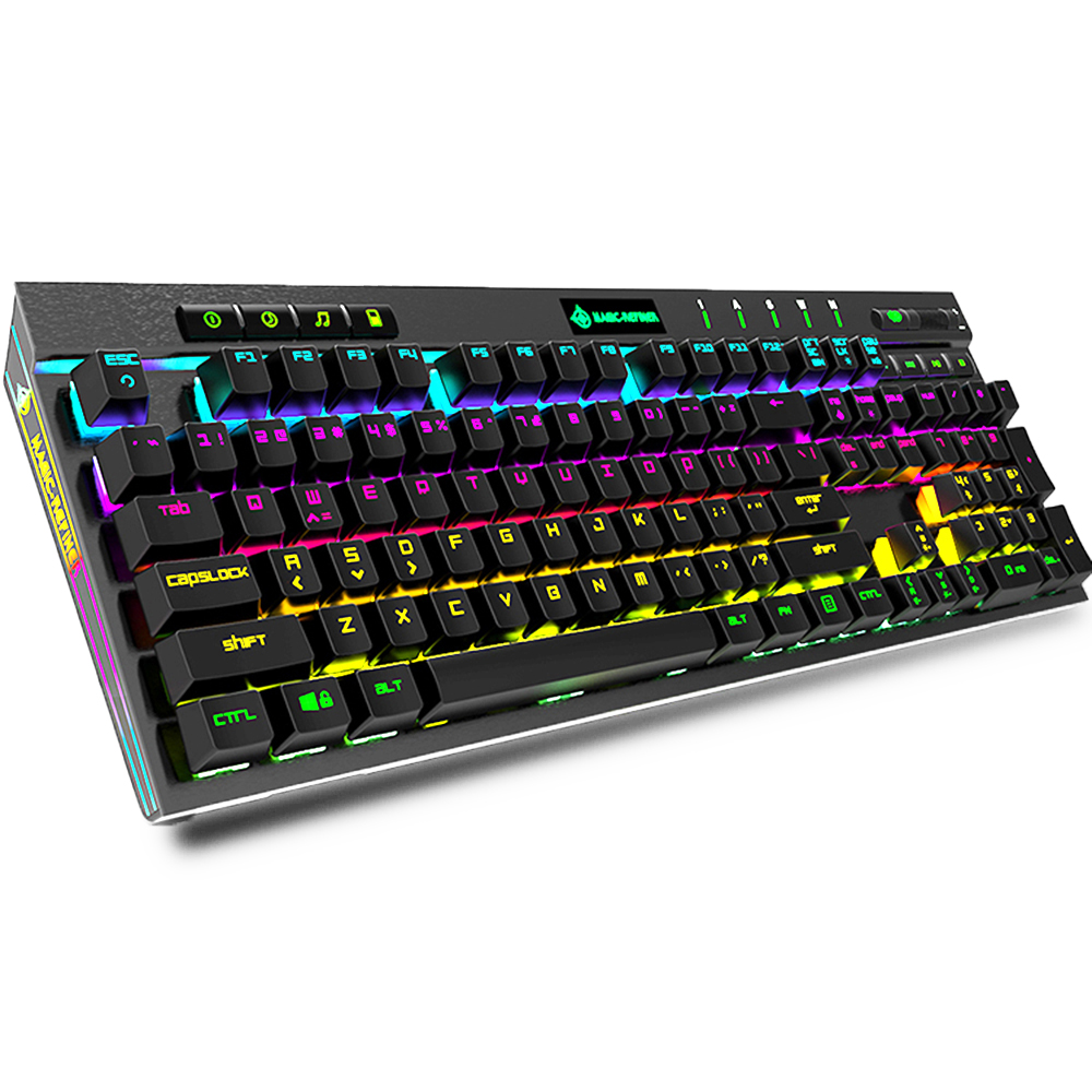 

Magic Refiner MK12 104 Keys USB Wired Blue Switch RGB Backlit with Hand Rest Mechanical Gaming Keyboard
