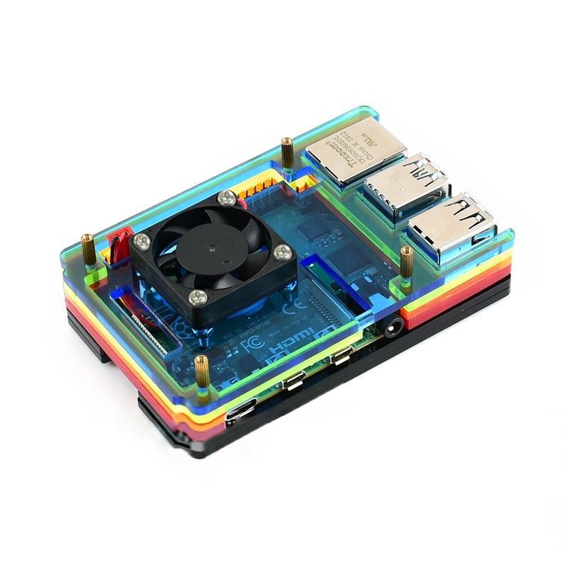 

6 Layer Rainbow Чехол с охлаждающим вентилятором и радиатором для Raspberry Pi 4B