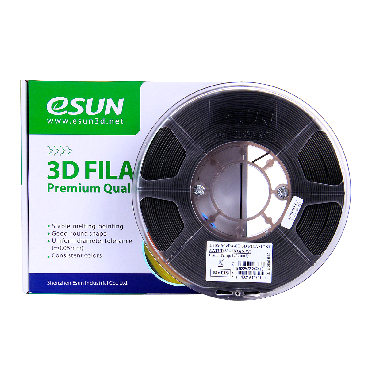 

eSUN® ePA-CF 1,75 мм 1 кг / шпуля Нить из углеродного волокна Натуральный материал для 3D-принтера
