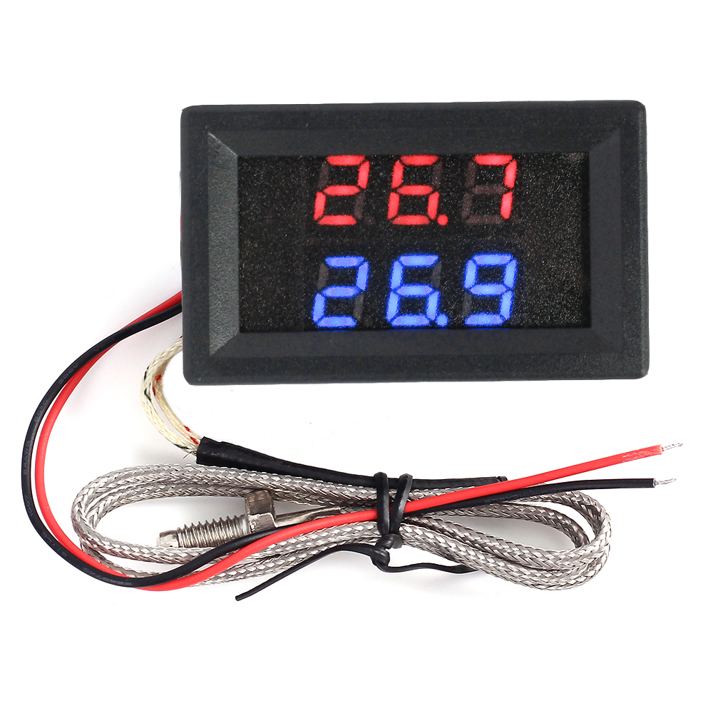 

Dual Digital LED Display Thermometer K-type Industrial Thermocouple High Temperature 0.5M Sensor Probe Embedded Tester Meter