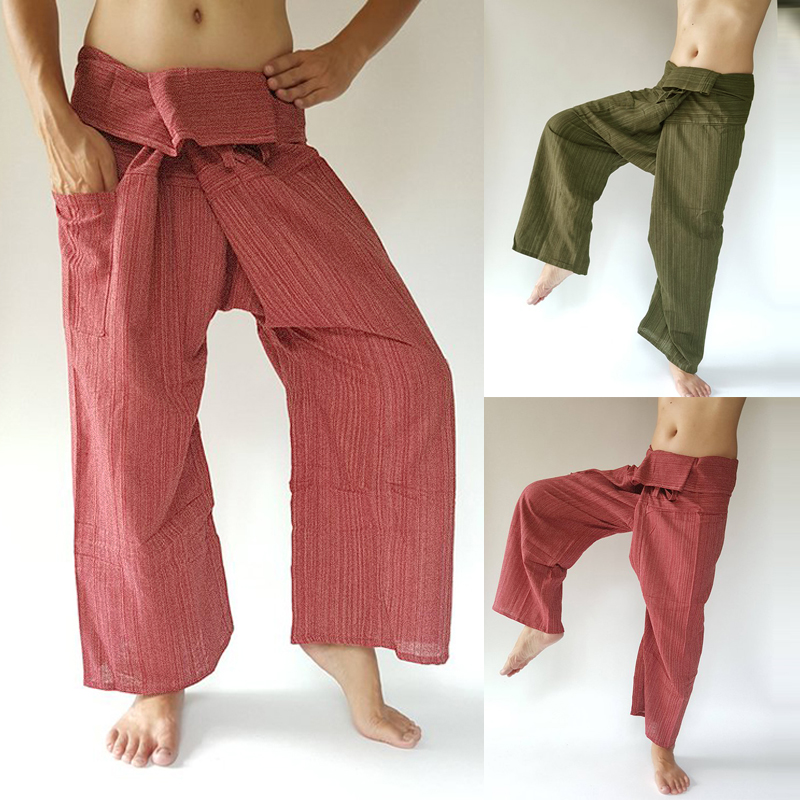 

Мужские тайские обтягивающие брюки Брюки с широкими штанинами Пляжный Yoga Массаж длинные брюки