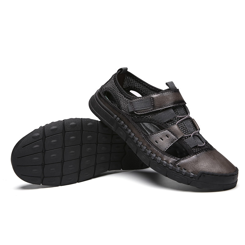 

HEMU Men's Leather Sandals Non-Slip Quick Drying Waterproof Deodorant Fashion Sports Casual Sandals