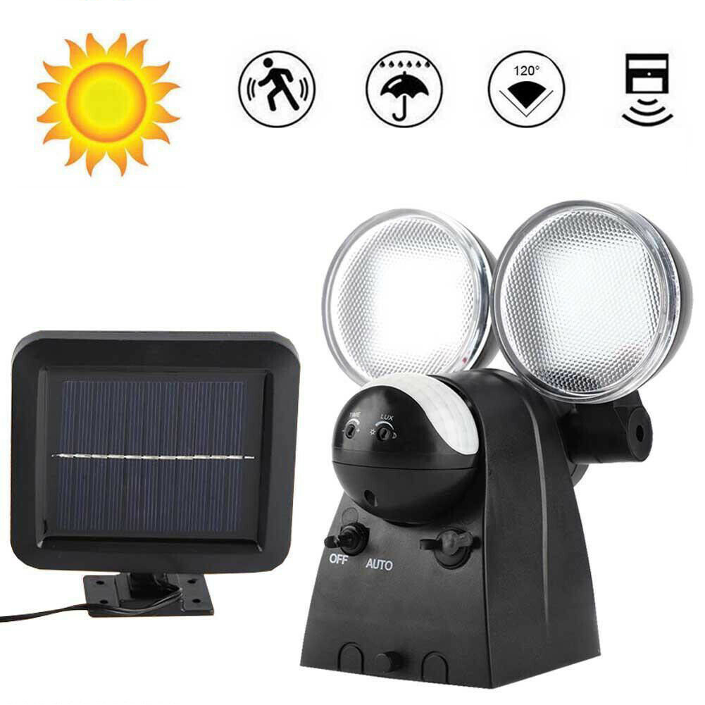 

40LED Солнечная Настенный светильник Двойная головка PIR Motion Датчик Прожектор На открытом воздухе Сад Лампа
