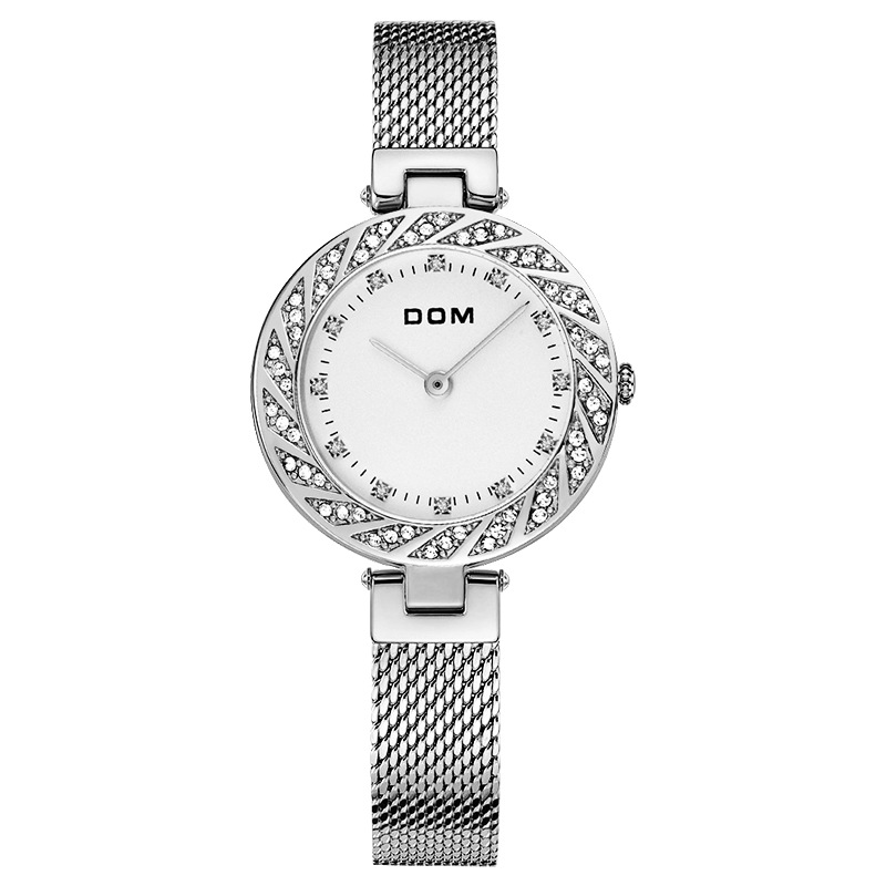 

DOM G-1279 Crystal Повседневный стиль Женские наручные часы Mesh Steel Стандарты Кварцевые часы