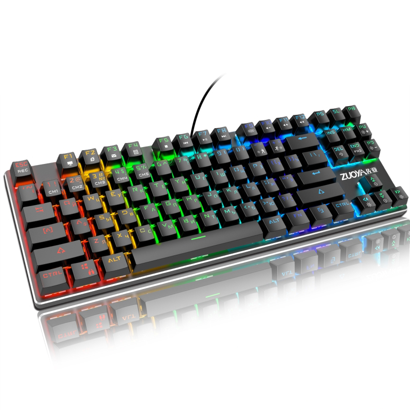 

ZUOYA X51 Wired 87 Keys Mechanical Gaming Keyboard Desktop Blue/Black Switch RGB Back Light Russian/English Keyboard for
