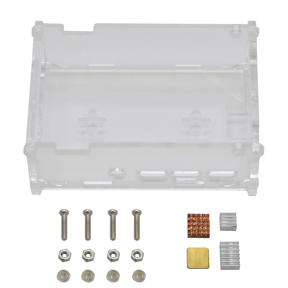 

Transparent DIY Acrylic Case Box Shell with Screw and Silver Big Copper Aluminum Heatsink for 3.5 Inch TFT Screen Raspberry Pi 4B