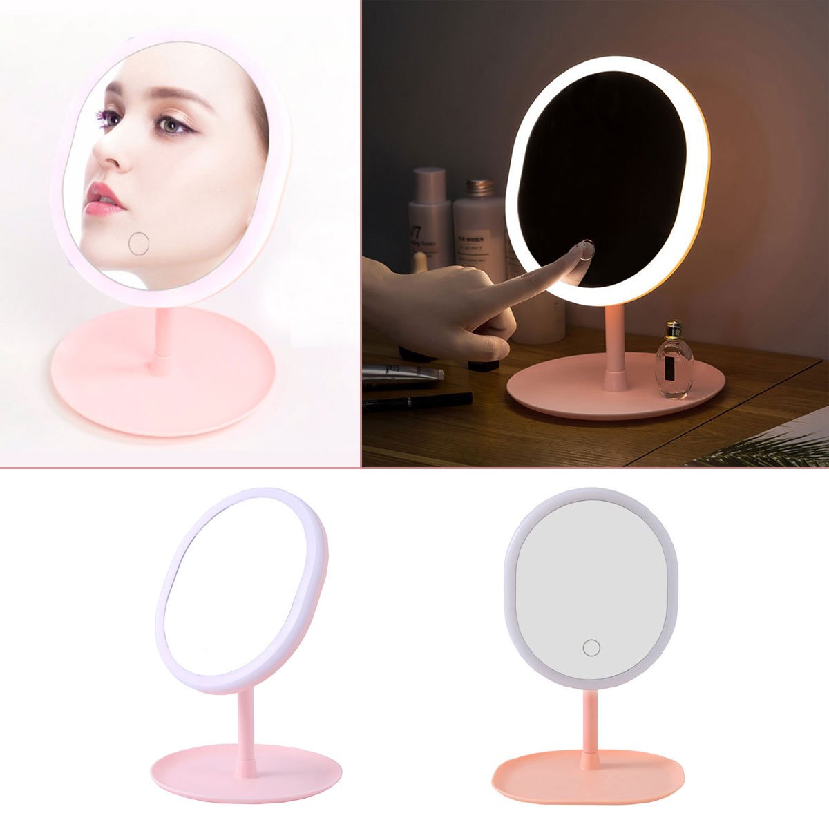 

Зеркало для макияжа 36 LED Подсветка 90 градусов вращения Регулируемый сенсорный экран Постоянные зеркала LED