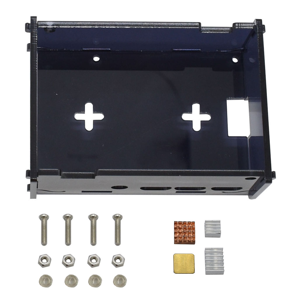 

Black DIY Acrylic Case Box Shell with Screw and Silver Big Copper Aluminum Heatsink for 3.5 Inch TFT Screen Raspberry Pi