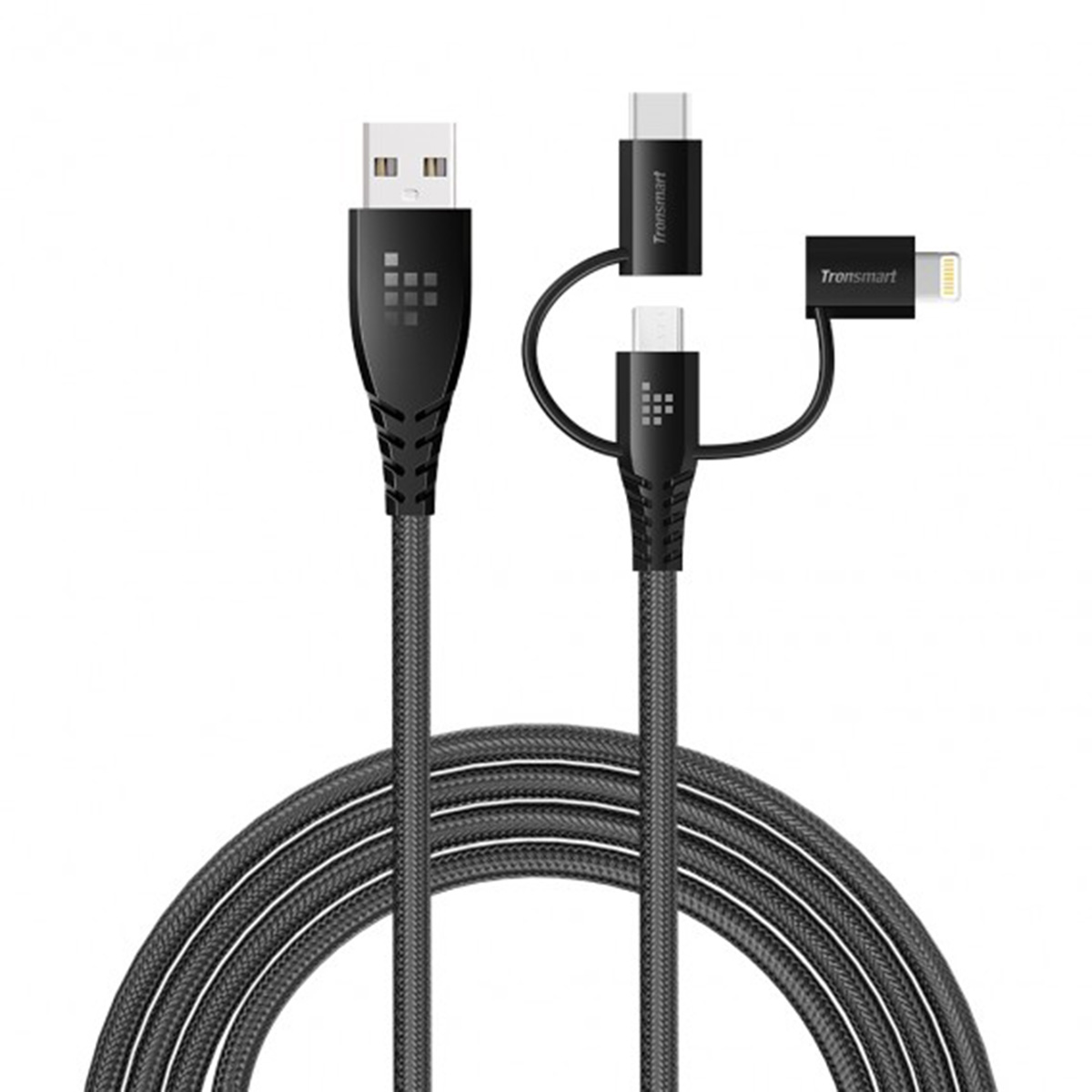 

Tronsmart LAC10 4-футовый 3-в-1 кабель USB-C Micro USB к USB A для iPhone iPad Micro USB-кабель