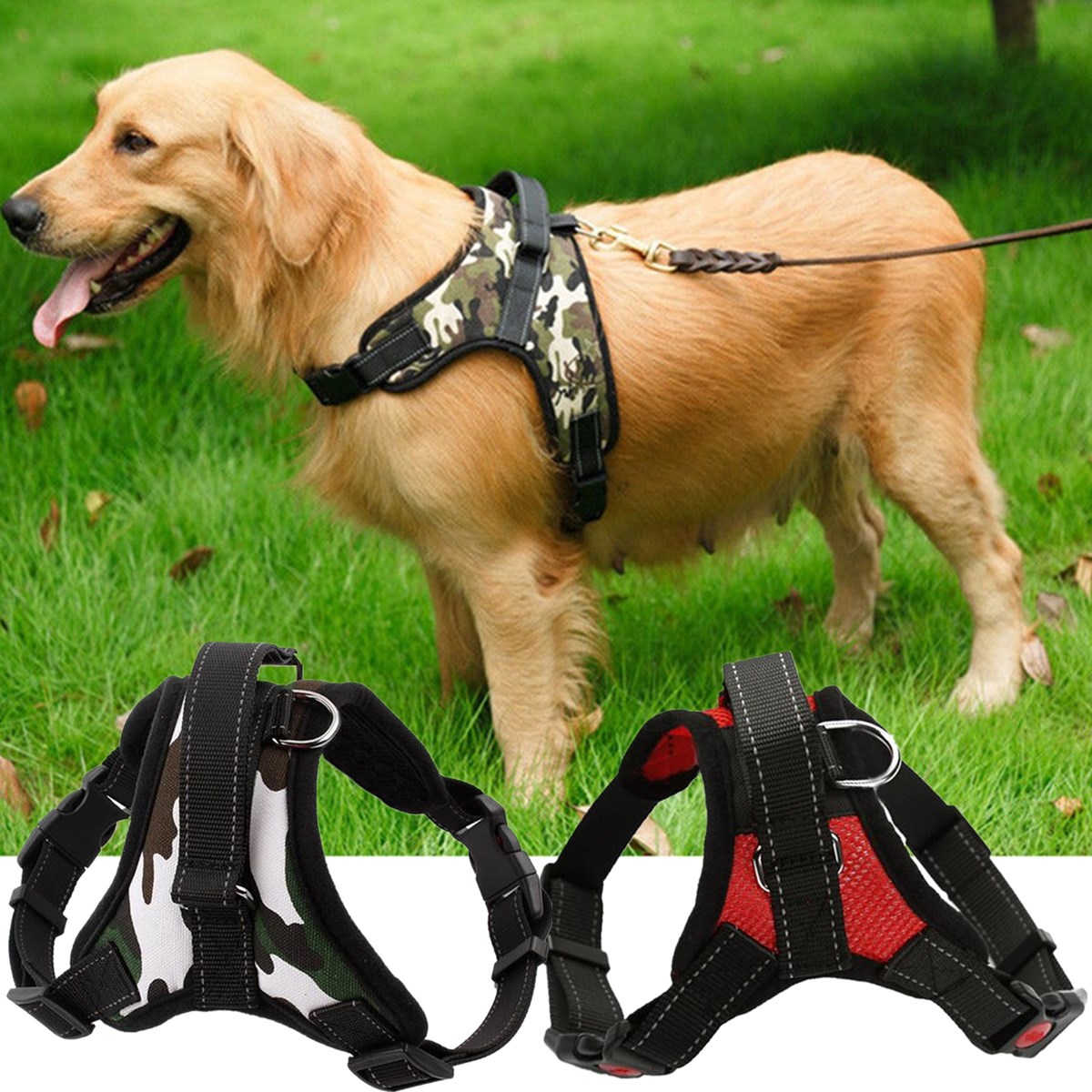 

S/M/L/XL Dogs Harness Collars Tactical Vest Dog Training Harness Dog Traction Rope Hunting dog accessories