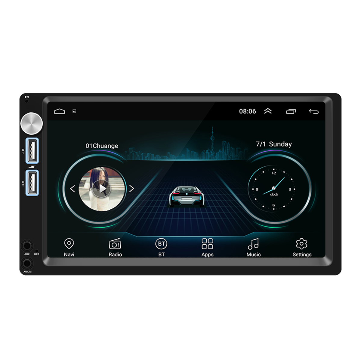 

A5 7 дюймов 2 Din для Android 8.1 Авто MP5-плеер с сенсорным экраном FM Радио Стереогарнитура Bluetooth Wifi GPS навигац