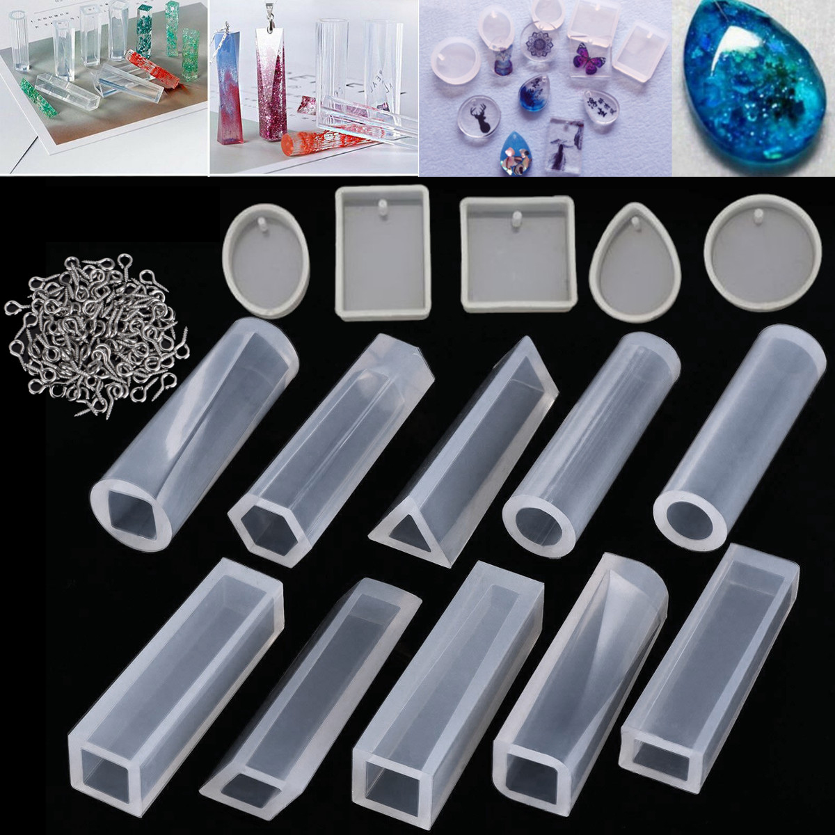 

115Pcs/Set Silicone Casting Molds and Tools Jewelry Pendant Resin Mould With Bag DIY