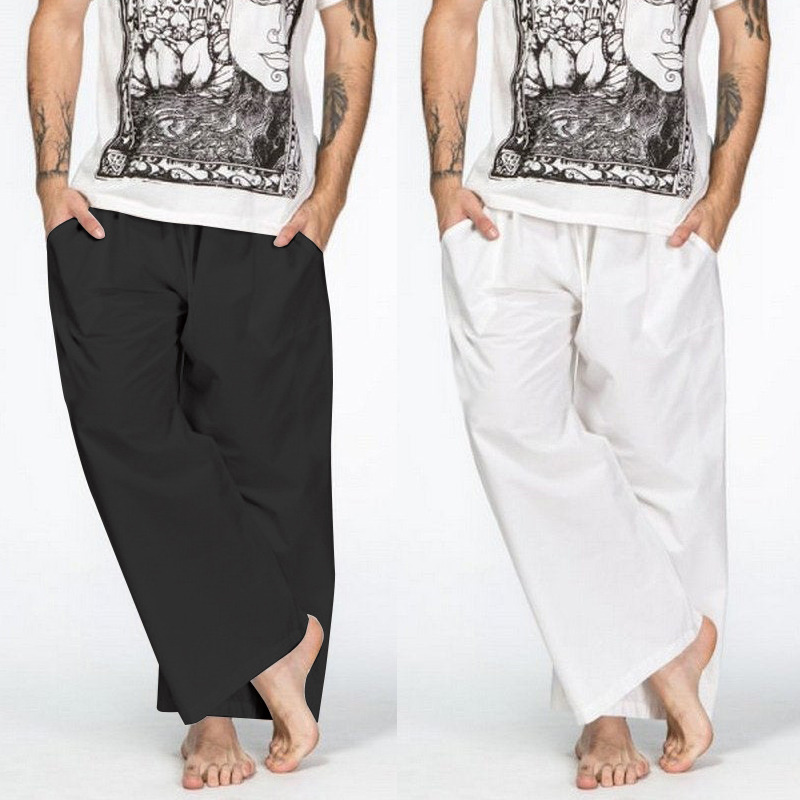 

Мужские Винтаж Причинные брюки Свободные мешковатые Yoga Пляжный Длинные брюки с широкими ногами Брюки