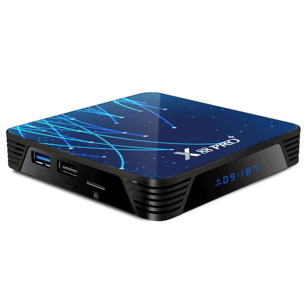 

X88 Pro Plus RK3368PRO Octa-core 4GB RAM 32GB ROM 5G WIFI bluetooth 4.0 Android 9.0 4K H.265 VP9 TV Box Blue