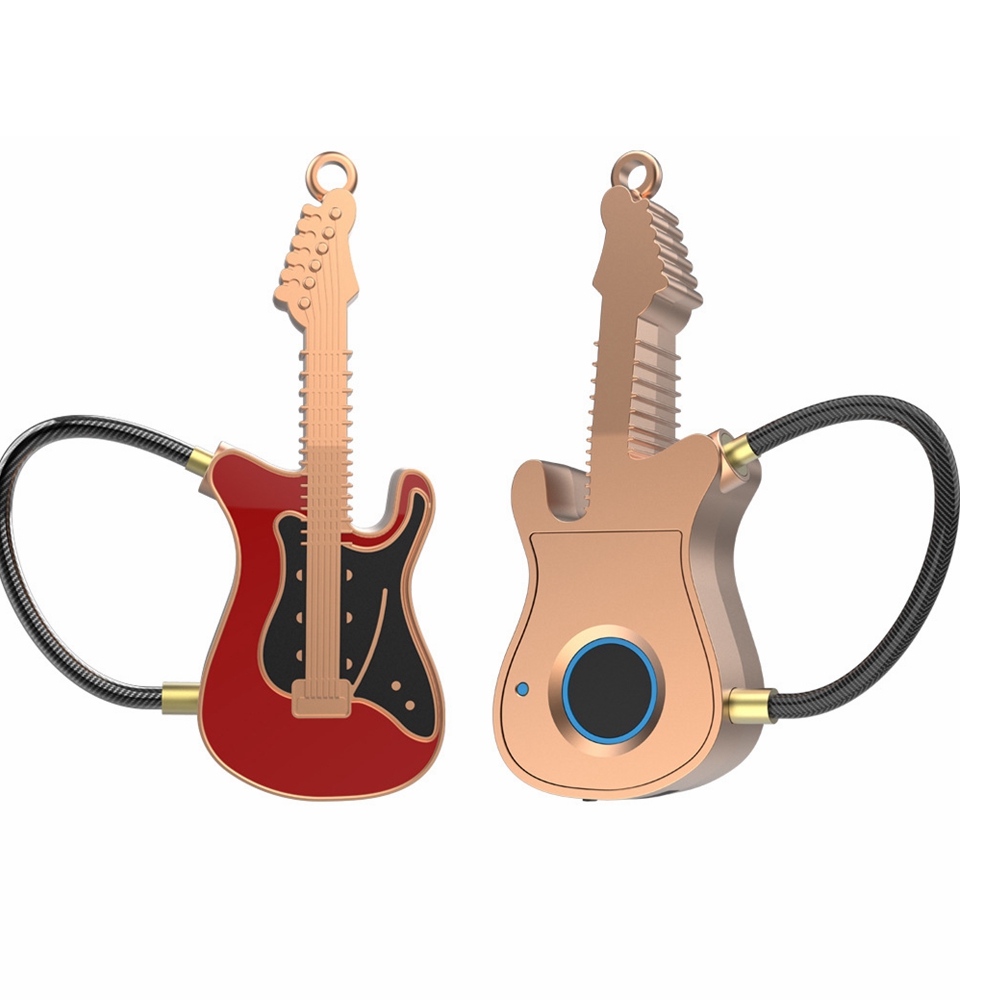 

Отпечатков пальцев APP Bluetooth Padlock Стиль гитары Keyless Anti-Theft Smart Замок Беспроводной со стальным проводом