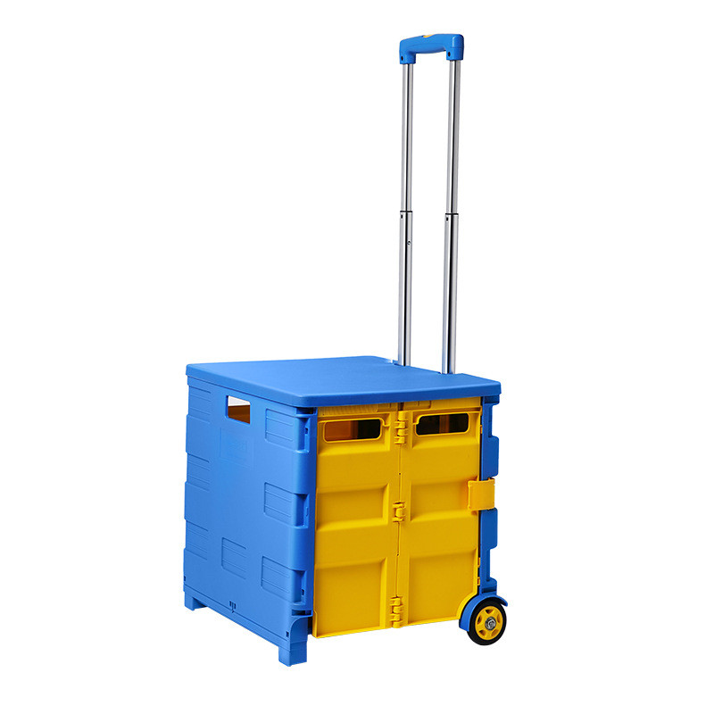 

45L Folding Boot Cart Shopping Trolley Fold Up Storage Rod Fishing Box Wheels Crate Fordable
