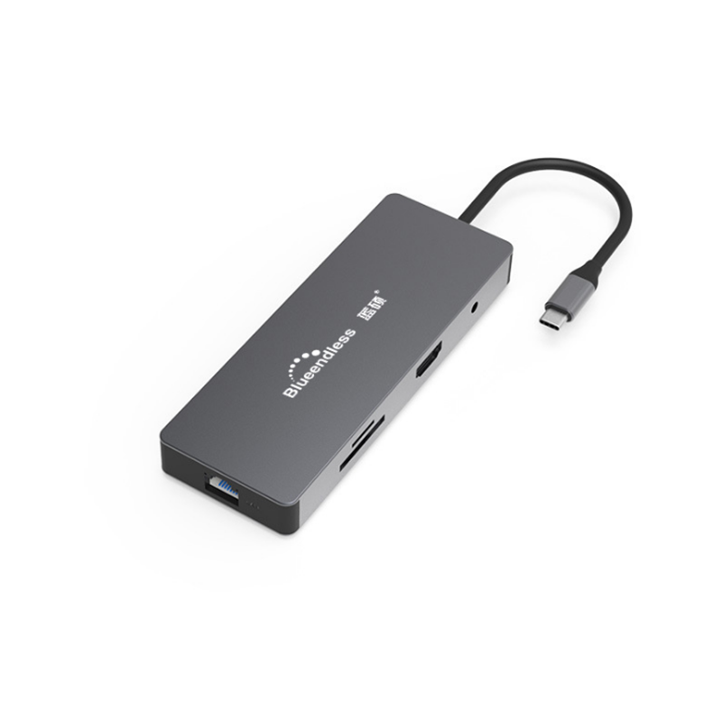 

Blueendless HC901A Type-C Многофункциональный USB-концентратор 9 в 1 Устройство чтения карт памяти SD / TF RJ45 Аудио-по