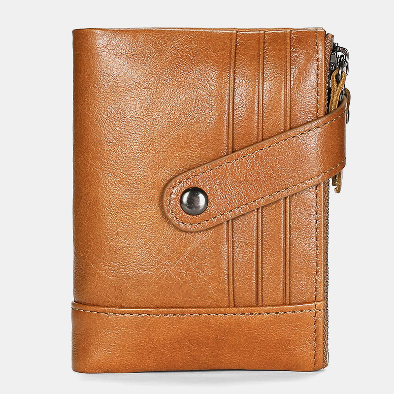 

Men Genuine Leather Vintage RFID Blocking Zipper Coin Wallet