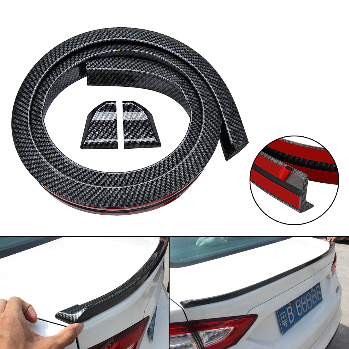 

4.9ft Universal Carbon Fiber Car Rear Roof Trunk Spoiler Wing Lip Sticker
