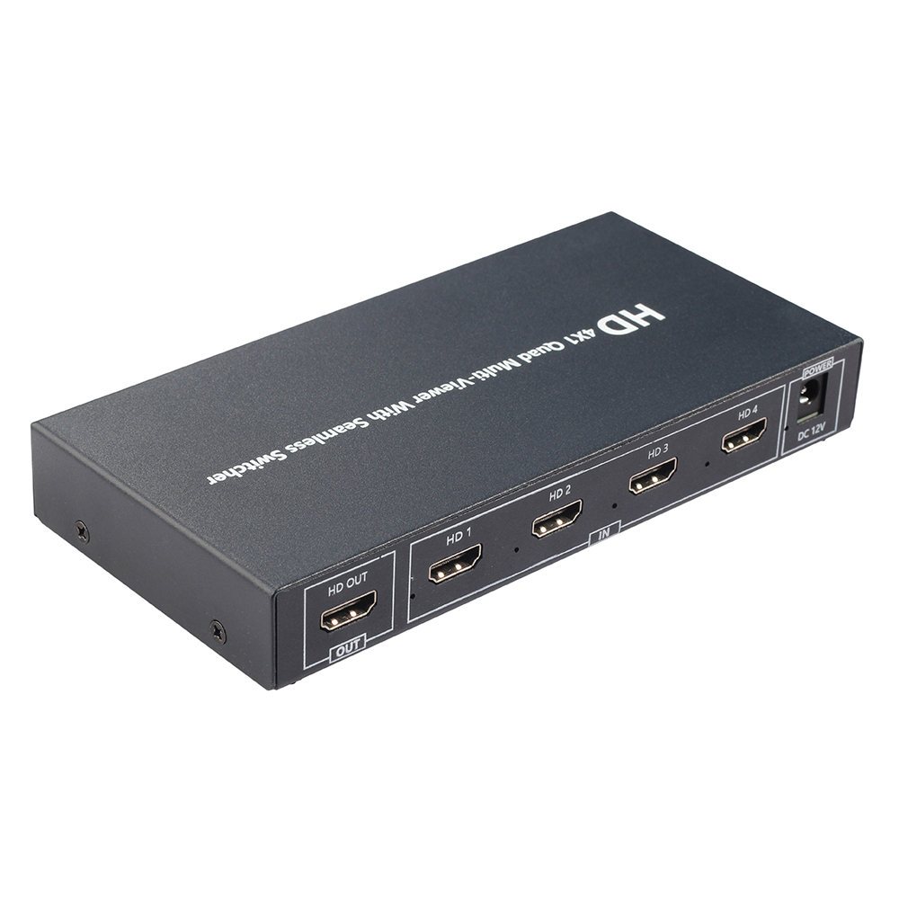

HD Video Splitter Audio Sync 4 Port hdmi Switch 4k Quad Splitter 4 Input 1 Output Video Switcher with Remote Control