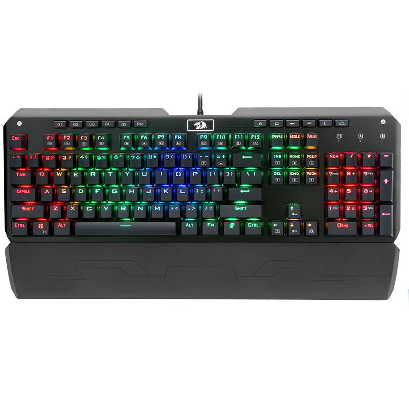 

Redragon K555 104 Keys NKRO USB Wired Blue Switch RGB Backlight Mechanical Gaming Keyboard with Wrist Pad for PC Laptop