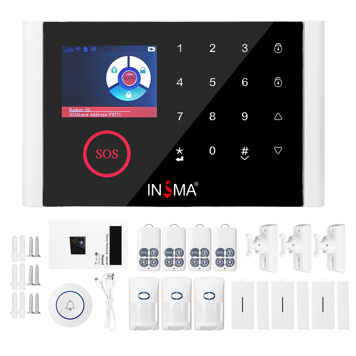

CS108 Беспроводной домашней безопасности Wifi GSM GPRS Система охранной сигнализации Видео-дверной звонок приложение Дис