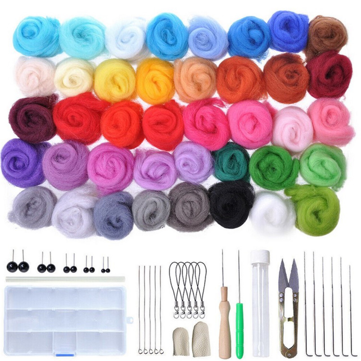 

40 Color Soft Wool Felt Mat Starters DIY Knitting Craft Felting Needle Tool Set Sewing Tools