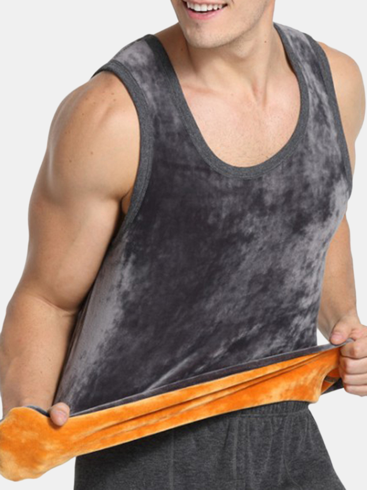 

Men's Inside Fleece Thermal Underwear Slim Warm Vest Tank