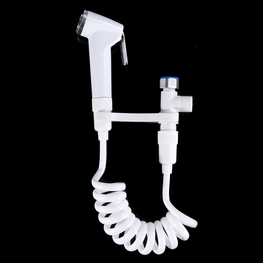 

ABS Portable Bidet Sprayer Set Handheld Three Outlet Water Separator Retractable w/ 1.5m Spring 1/2" Hose Adapter Free Mounting Bracket Switch Toilet Cleaning Tool