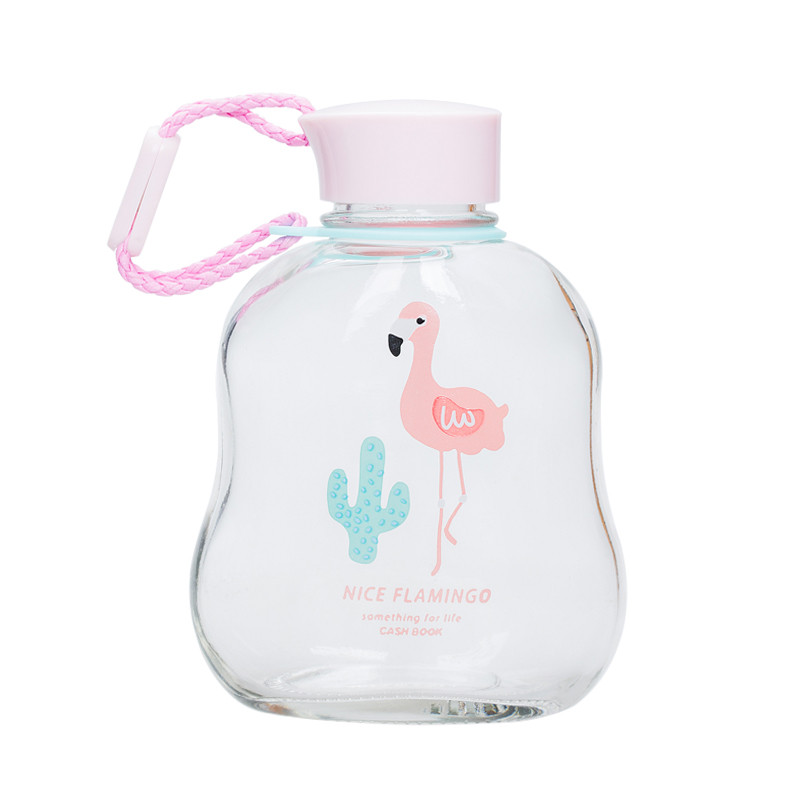 

Переносная чашка Lovely Flamingo Шаблон Glass Cup Дети Любимая бутылка воды Стеклянная чашка