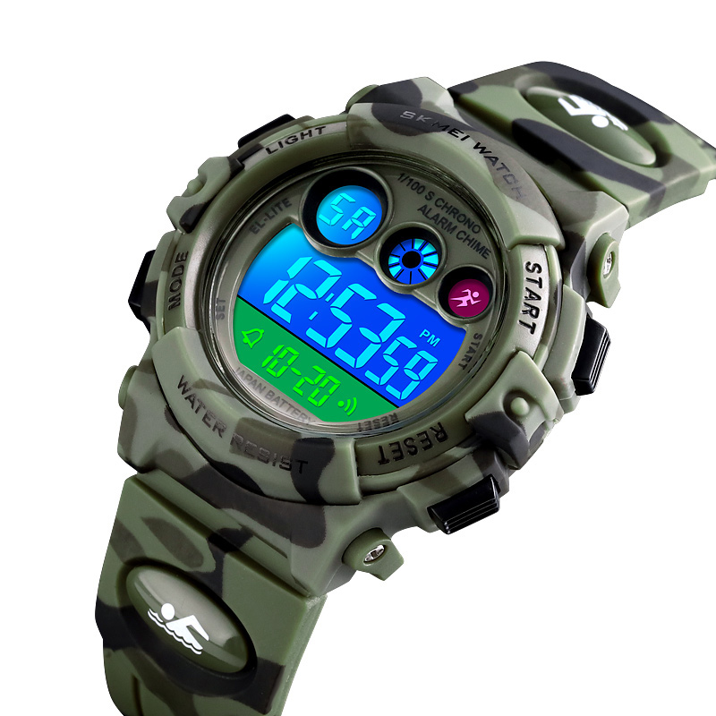 

SKMEI 1547 Энергетический циферблат Дизайн LED + EL Lights 5ATM Спортивные детские часы Цифровые часы