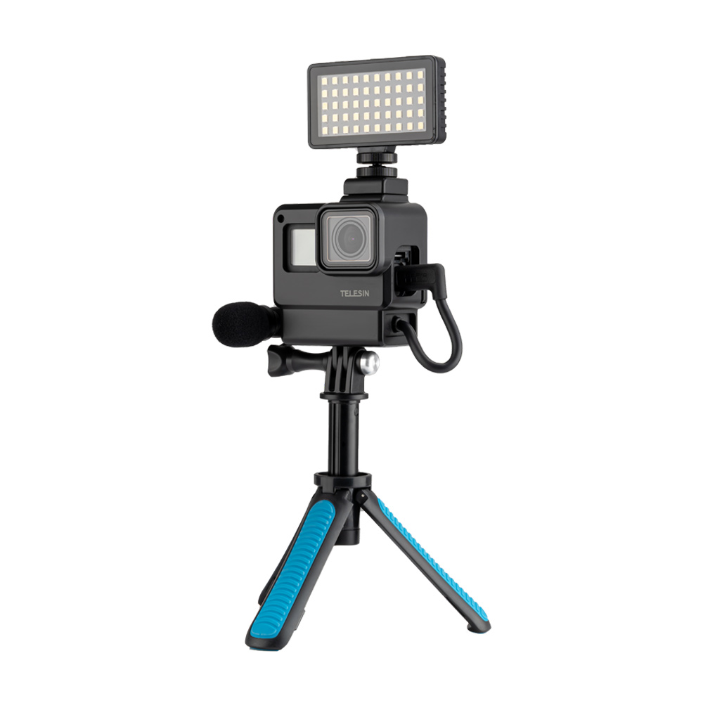 

TELESIN GP-VSS-001 Защитная рамка Чехол Микрофон 6500K Video Light Vlog Набор Набор для GoPro Hero 7 6 5 Black Action ка
