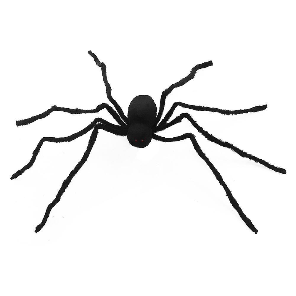 

125cm Black Spider Halloween Props Spider Web Plush Cotton Haunted House Decoration Toys With OPP Bag