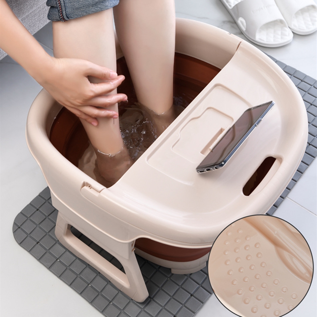 

Foldable Foot Spa Therapeutic Relaxing Massage Bucket Hot Water Tub Soak Bubble Bath Health Care