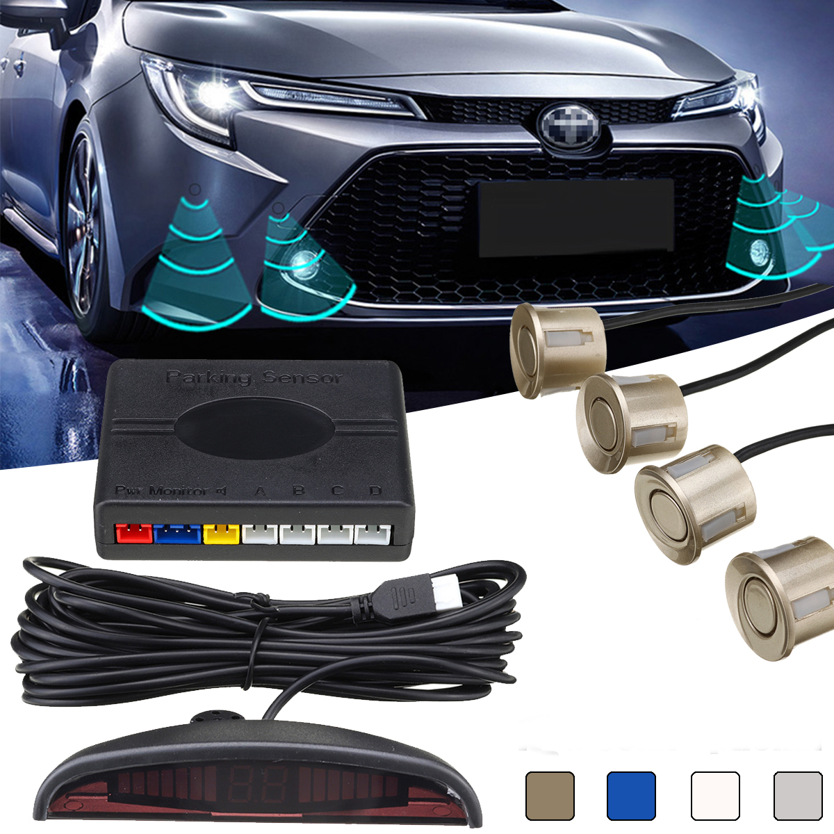

4 X Parking Sensor Car Reverse Backup Front and Rear Buzzer Alarm Parking System
