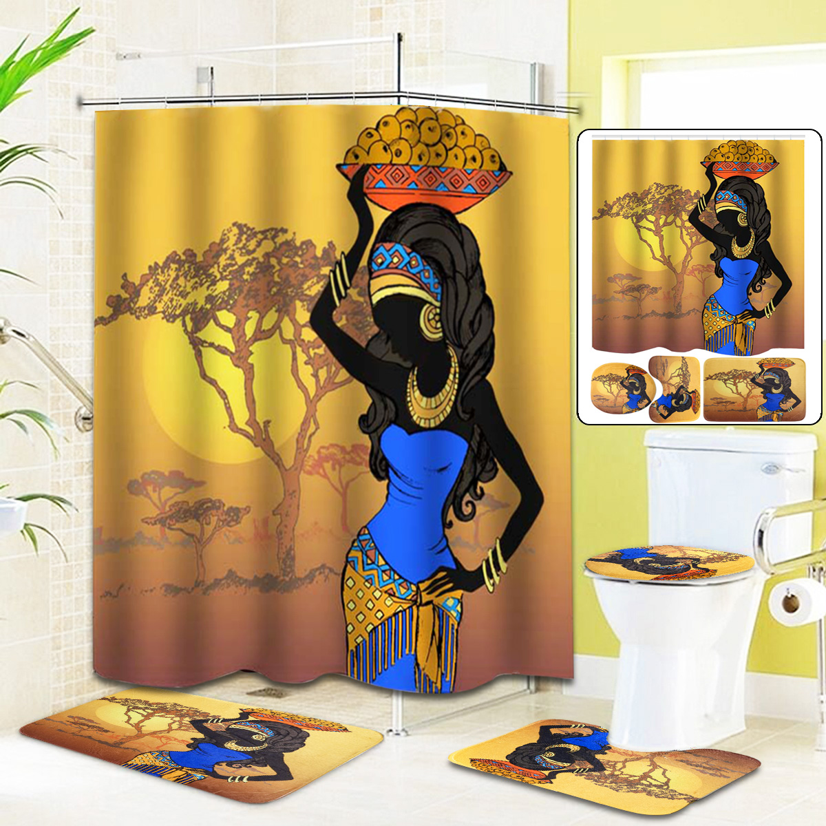 

Экзотические африканские девушки Ванная комната Коврик для унитаза для унитаза с нескользящим ковриком