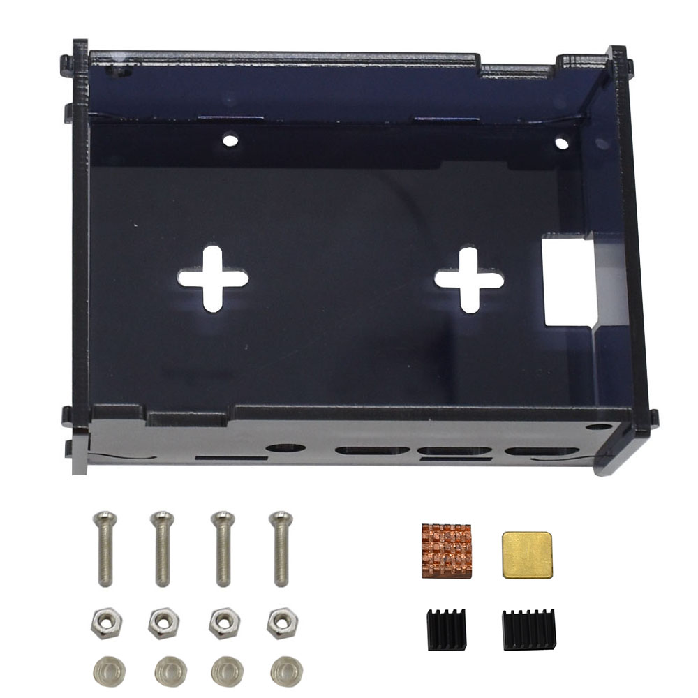 

Black DIY Acrylic Case Box Shell with Screw and Black Big Copper Aluminum Heatsink for 3.5 Inch TFT Screen Raspberry Pi